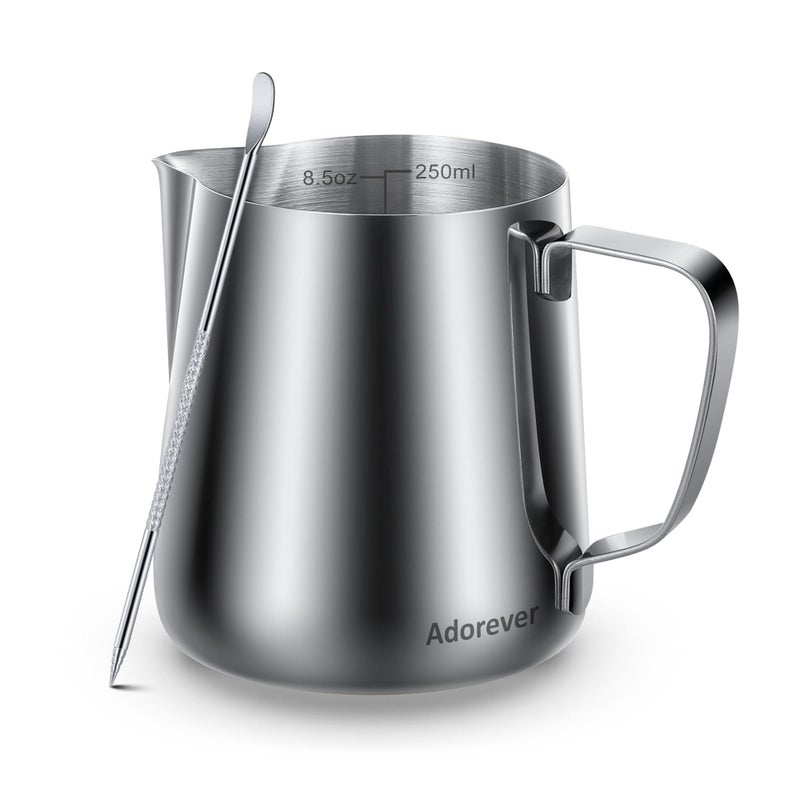 Adorever Milk Frothing Pitcher, 66oz Steaming Pitcher Stainless Steel Espresso Machine Accessories for Coffee Bar, Cappuccino Barista Tools Milk Jug Steamer Frother Cup with Decorating Latte Art Pen - Image 1